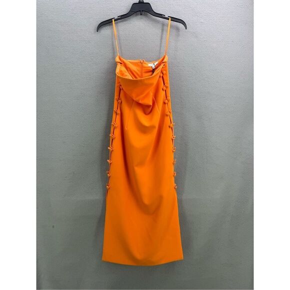 Gianni Bini x Caelynn Bell Womens Orange Crepe Cut Out Midi Dress Size 0 NWT - Picture 9 of 13